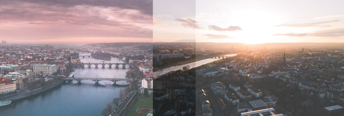 Prag und Dresden in der Vogelperspektive fotografiert.